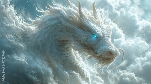 Fototapeta Dragon's Den: A Fantasy Realm in the Clouds Generative AI