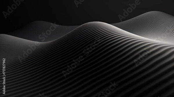 Fototapeta Black sand waves in the background Sand waves, Abstract black and white background.