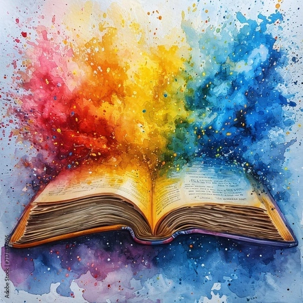 Obraz Colorful Book Explosion: A Monthly Reading Event Generative AI