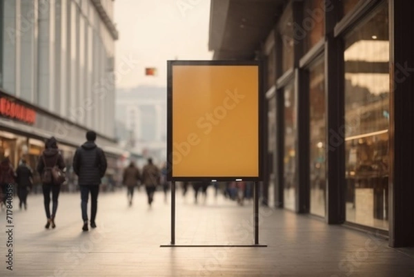 Fototapeta public advertisement board space in the street as empty blank white mockup signboard copy space area