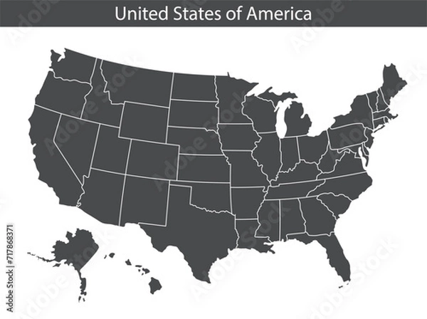 Fototapeta USA map isolated on white background. Vector illustration.