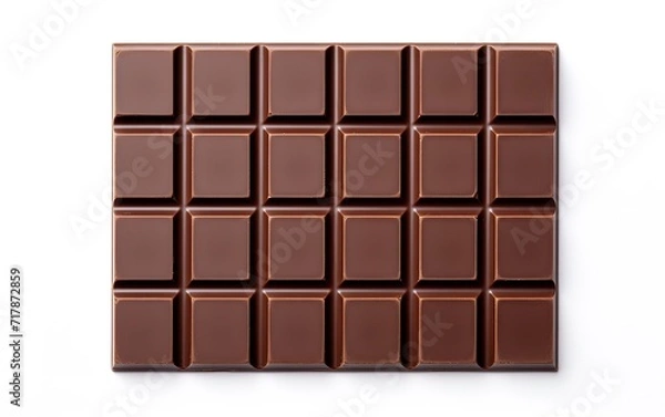 Fototapeta Sweet square chocolate bar isolated on white background.