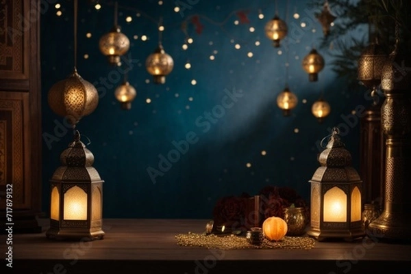 Fototapeta ramadan greeting card with copy space area banner