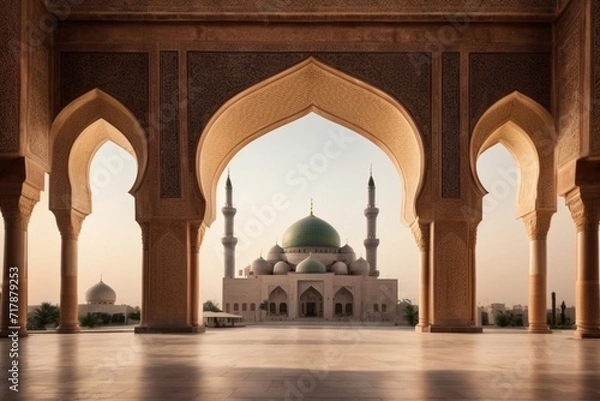 Fototapeta a mosque descriptive image illustartion for ramadan card with copy space area