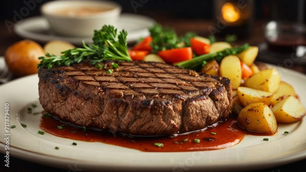 Obraz grilled steak with vegetables