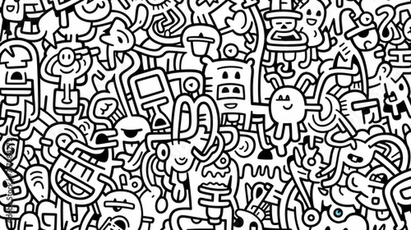 Fototapeta Abstract seamless doodle background, artistic backdrop
