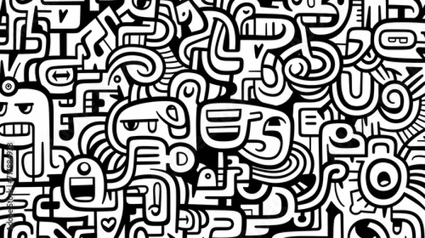 Fototapeta Abstract seamless doodle background, artistic backdrop