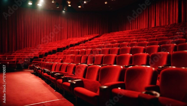 Fototapeta Empty theater with red seats