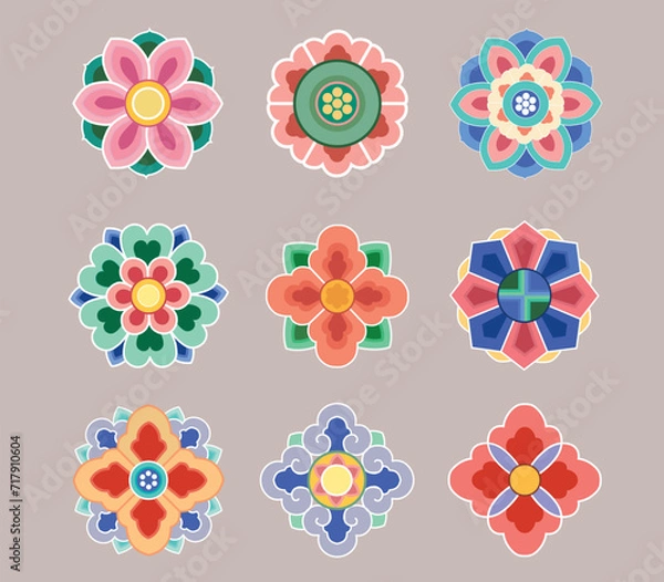 Fototapeta 한국전통 단청문양 패턴 일러스트