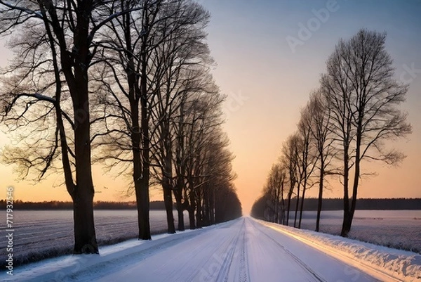 Fototapeta trees lined on either side