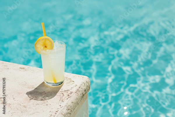 Fototapeta Cocktail at the pool. Background image. Created with Generative AI technology