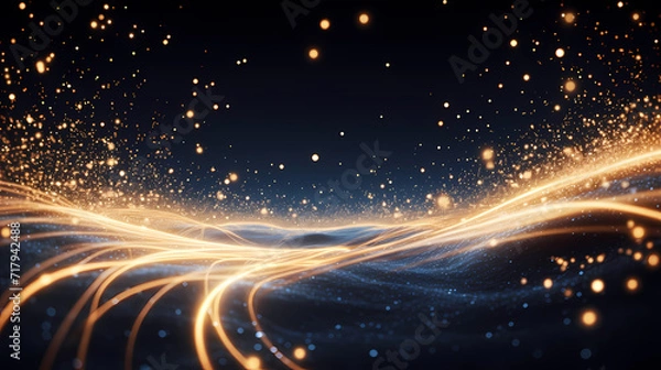 Fototapeta Glowing shiny line effect vector background, technology line background and light effect, 3D rendering