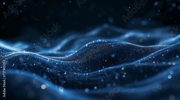 Fototapeta Blue Cosmic Night with Abstract Stars and Nebula in a Deep Universe Sky