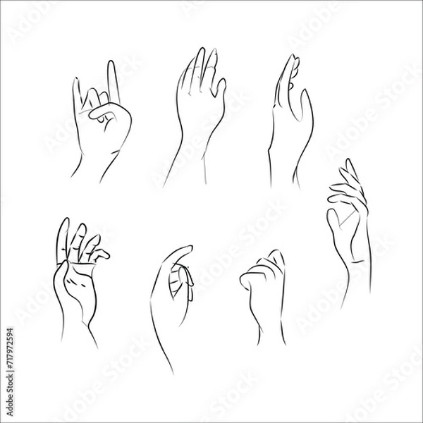 Obraz Hand collection.Hand drawn hand gestures.