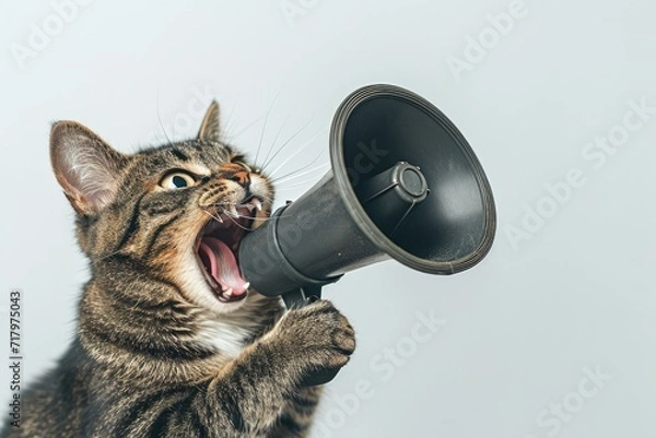 Obraz cat screaming into a megaphone