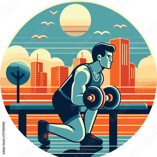 Obraz A Men working out on the beach side