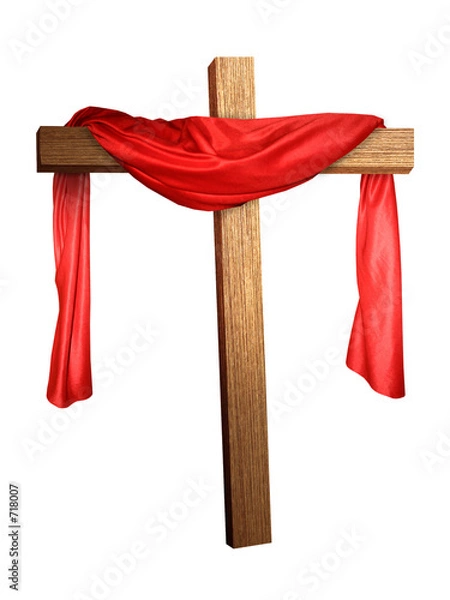 Fototapeta cross draped in red