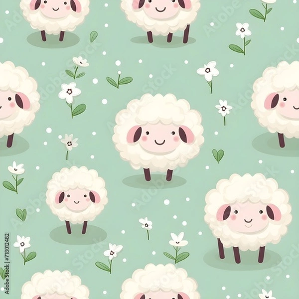 Fototapeta seamless pattern with sheep