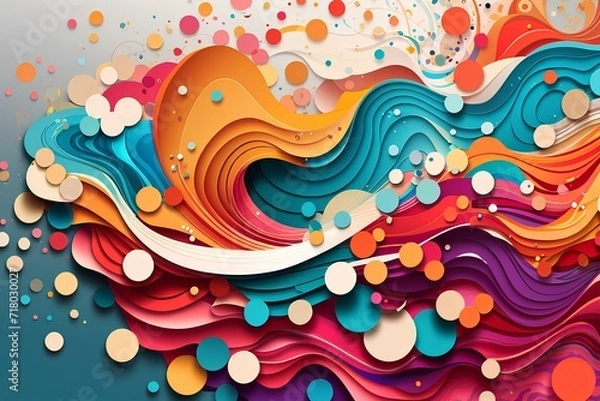 Fototapeta Dynamic abstract color particles background, created by ai generated