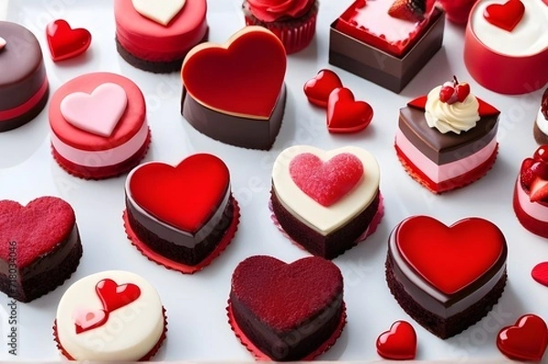 Obraz heart shaped chocolates and sweets
