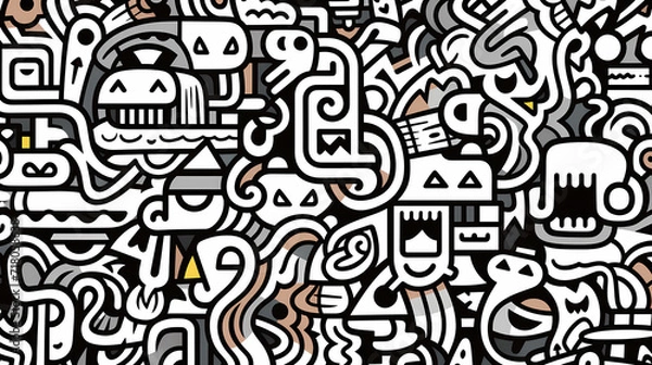 Fototapeta Abstract seamless doodle background, artistic backdrop