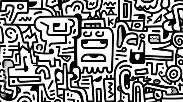 Fototapeta Abstract seamless doodle background, artistic backdrop