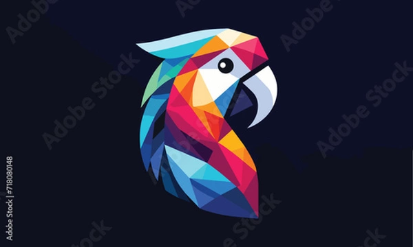 Fototapeta minimalistic geometric parrot vector logo 
