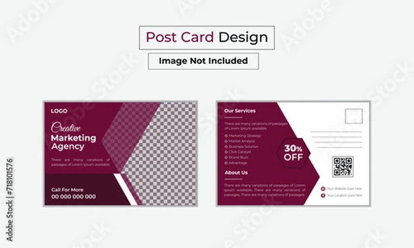 Fototapeta Corporate Postcard Template Design Postcard Design Creative postcard design template