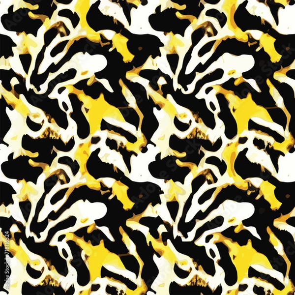 Obraz Abstract seamless animal pattern, Mammals Fur. print skins. Predators Camouflage. Cheetah Giraffe Zebra Leopard Tiger Jaguar. Printable Background. Vector illustration