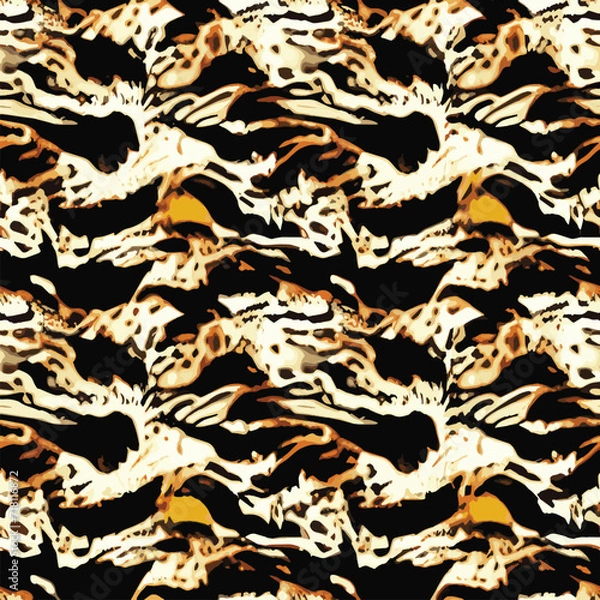 Obraz Abstract seamless animal pattern, Mammals Fur. print skins. Predators Camouflage. Cheetah Giraffe Zebra Leopard Tiger Jaguar. Printable Background. Vector illustration