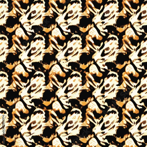 Fototapeta Abstract seamless animal pattern, Mammals Fur. print skins. Predators Camouflage. Cheetah Giraffe Zebra Leopard Tiger Jaguar. Printable Background. Vector illustration