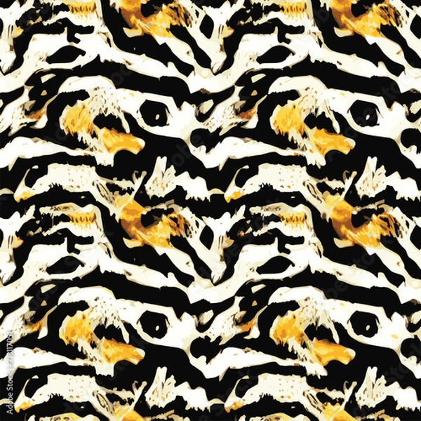 Obraz Abstract seamless animal pattern, Mammals Fur. print skins. Predators Camouflage. Cheetah Giraffe Zebra Leopard Tiger Jaguar. Printable Background. Vector illustration
