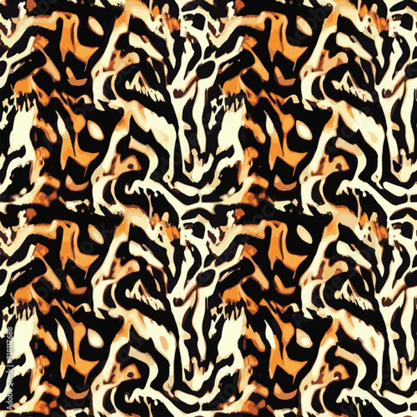 Fototapeta Abstract seamless animal pattern, Mammals Fur. print skins. Predators Camouflage. Cheetah Giraffe Zebra Leopard Tiger Jaguar. Printable Background. Vector illustration