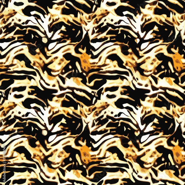 Obraz Abstract seamless animal pattern, Mammals Fur. print skins. Predators Camouflage. Cheetah Giraffe Zebra Leopard Tiger Jaguar. Printable Background. Vector illustration