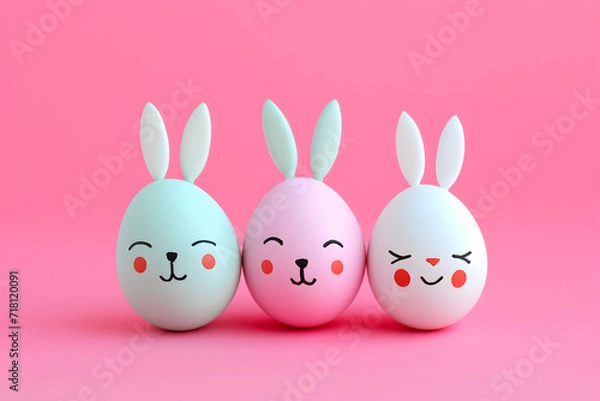 Obraz Cute easter bunny rabbit in egg sharped.