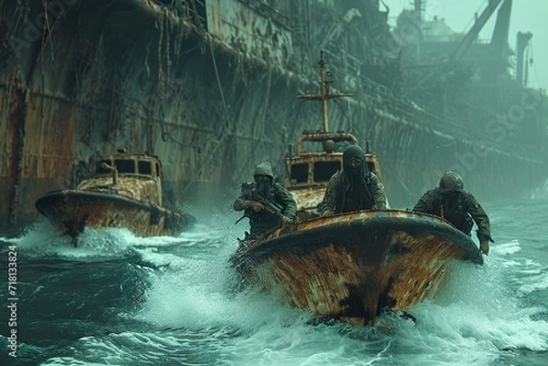 Fototapeta Houthi pirates of Yemen attack ships