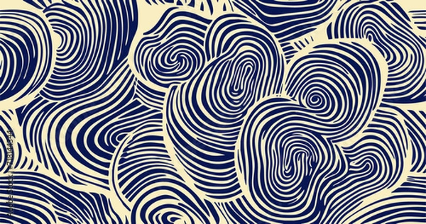 Fototapeta trendy fashionable blue wave seamless abstract pattern background
