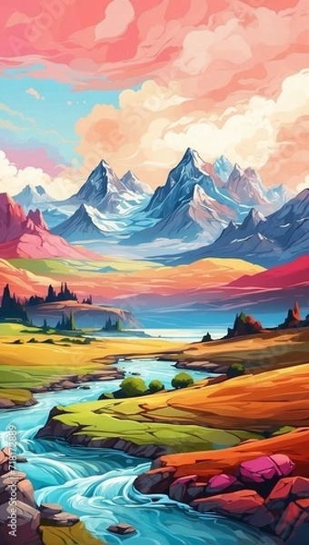 Obraz sunset in the mountains