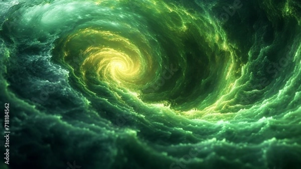 Fototapeta Sci-Fi Green background Futuristic Corridor 3D Rendering - Abstract Background Texture