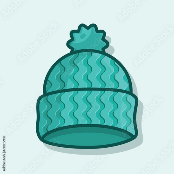 Fototapeta Beanie Cap winters flat outlined icon