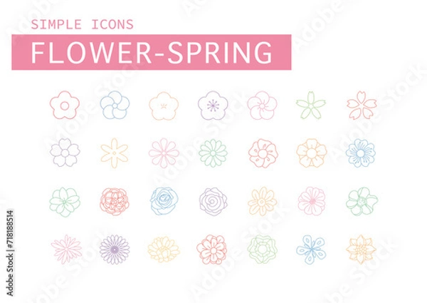 Fototapeta 編集可能な春の花のアイコン集