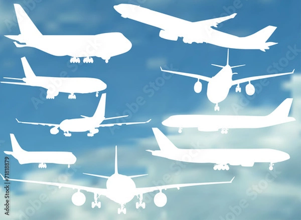 Obraz nine white airplanes collection