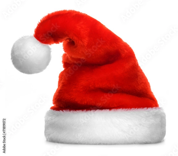 Fototapeta Santa Claus red hat isolated on white background