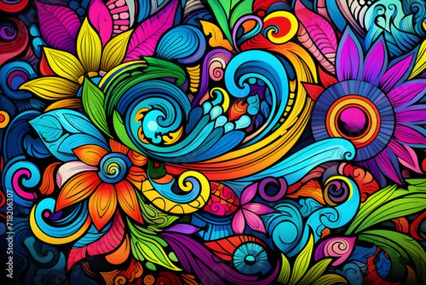 Obraz doodle art full colored vivid colors pattern