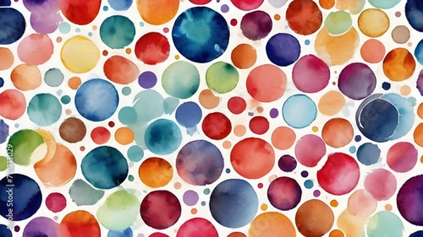Fototapeta Hand drawn geometric seamless  Round circular dot  polka dot pattern. doodle.  AI generated image, ai