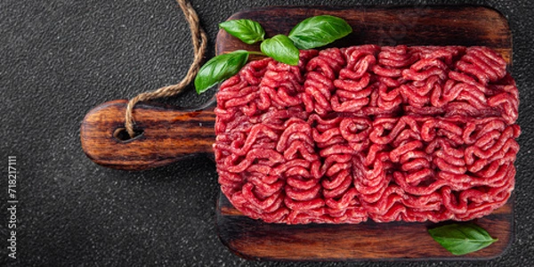 Fototapeta fresh minced meat beef meat tasty fresh healthy eating cooking appetizer meal food snack on the table copy space food background
