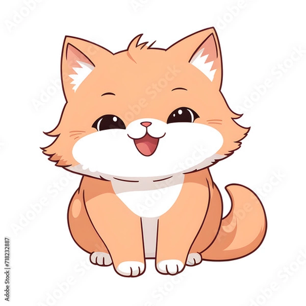 Obraz A Peach Fuzz  Color Cat Illustration with Transparent Background