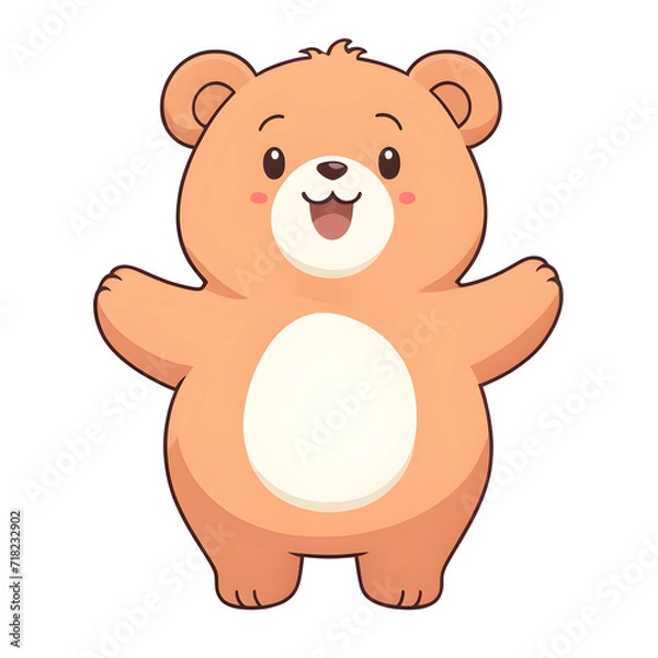 Obraz A Peach Fuzz  Color Bear Illustration with Transparent Background
