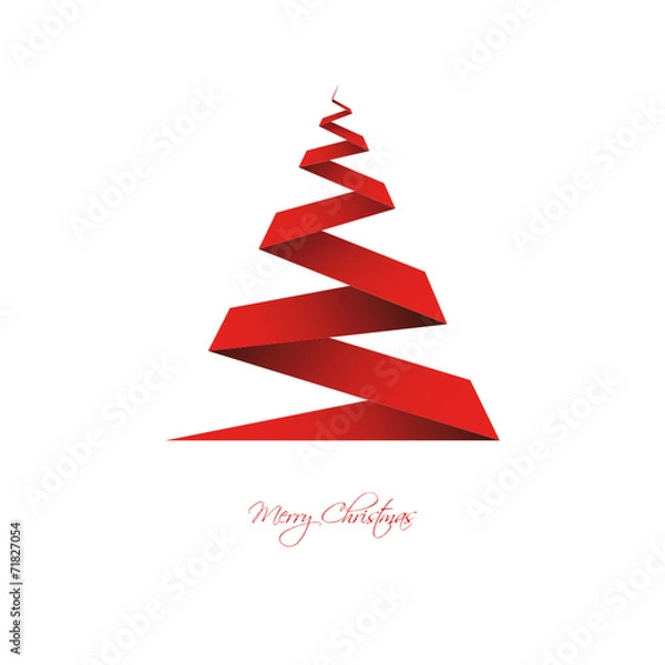 Obraz Christmas Tree Background Red Origami
