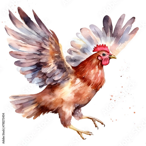 Fototapeta Beautiful Hen Watercolor Clipart, Perfect Chicken Design for Your Project and Creations, Ai Generative